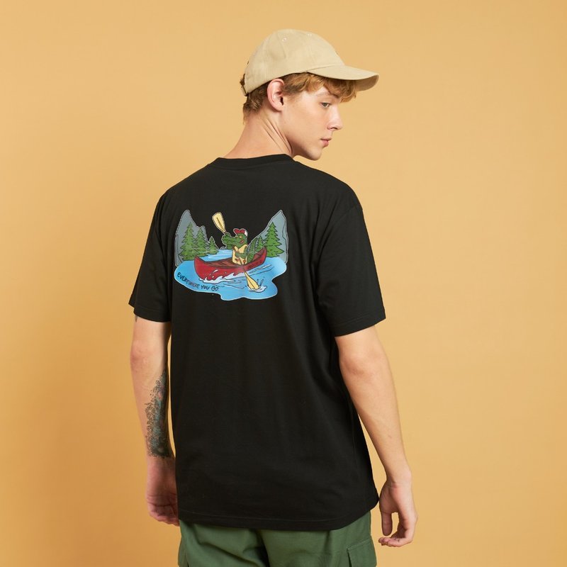 Crocodile Kayaking Cotton T-shirt / M L / 2 colors - Unisex Hoodies & T-Shirts - Cotton & Hemp White