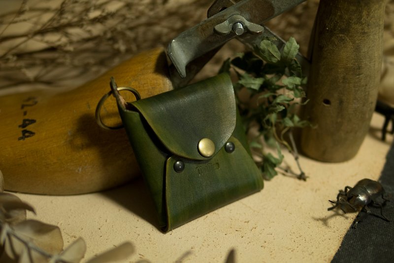 [Span] tiaotiao change party bag - forest green / Italian vegetable tanned leather / handmade limited production / purse / green / - Coin Purses - Genuine Leather Green