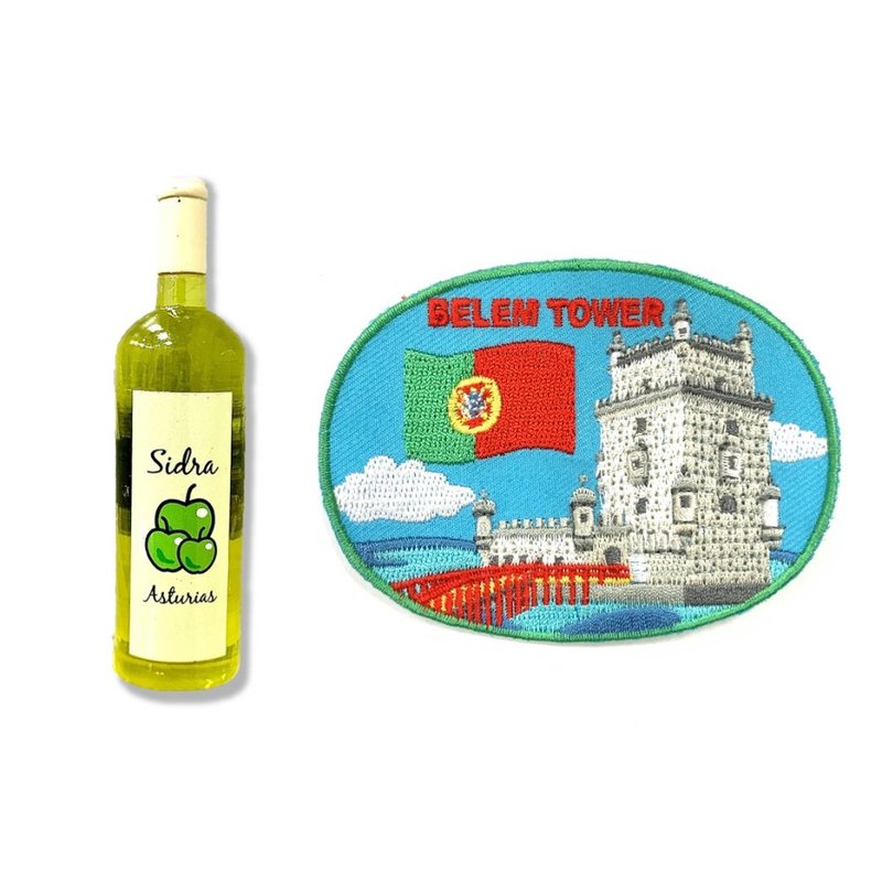 葡萄牙蘋果酒造型磁鐵+葡萄牙貝倫塔貼布繡【2件組】文青吸鐵 食 - 磁鐵 - 橡膠 多色