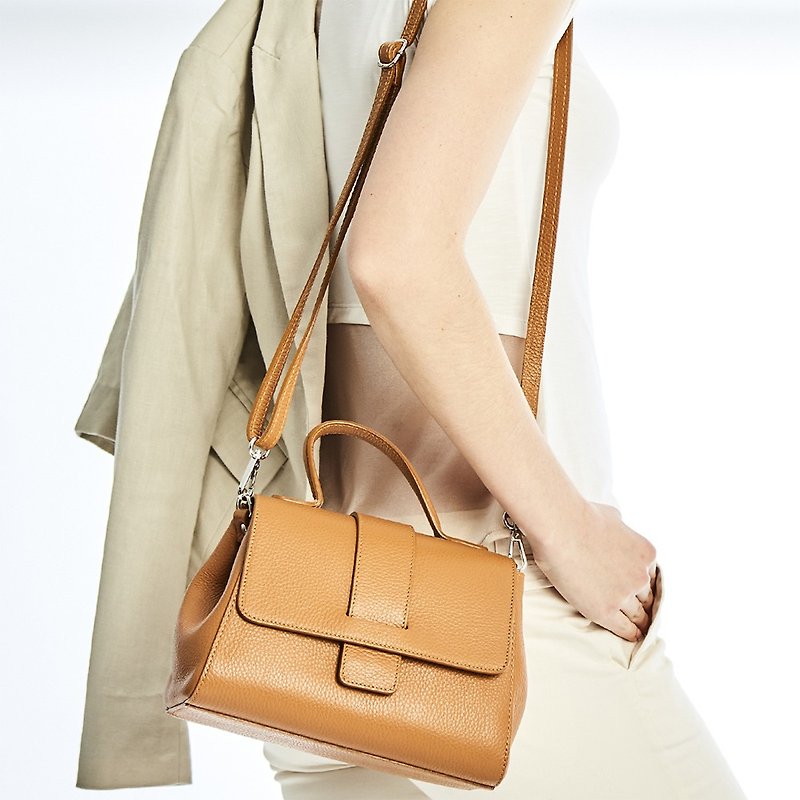 [Made in Italy] Sabrina urban handbag/cross-body bag - Messenger Bags & Sling Bags - Genuine Leather Brown