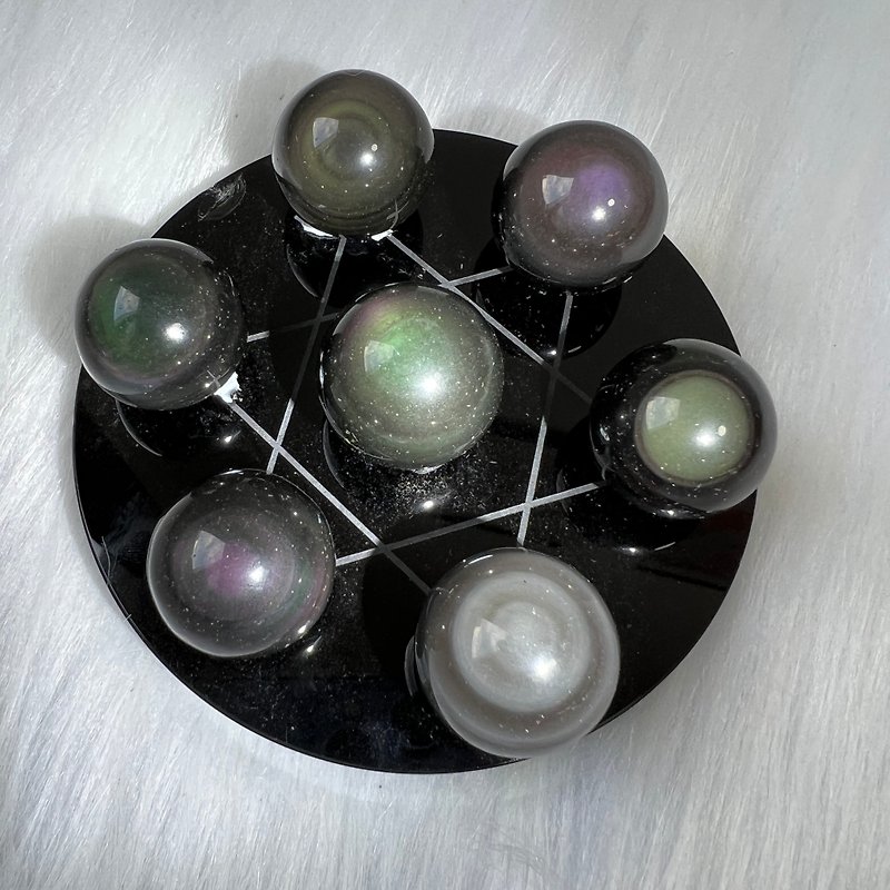 Dacai Stone Ball Seven-Star Array | Crystal | Crystal Ball | Crystal Ornament - Items for Display - Crystal Black