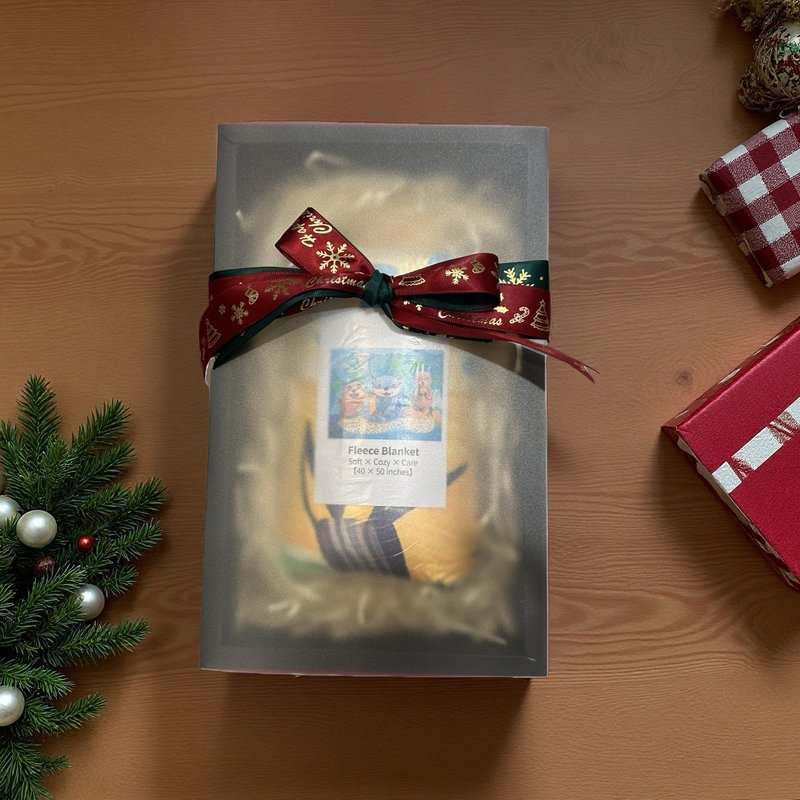 法蘭絨毛毯-獺意好時光 聖誕禮盒 | 童趣美學 保暖 披肩 午睡毯 - 棉被/毛毯 - 其他人造纖維 