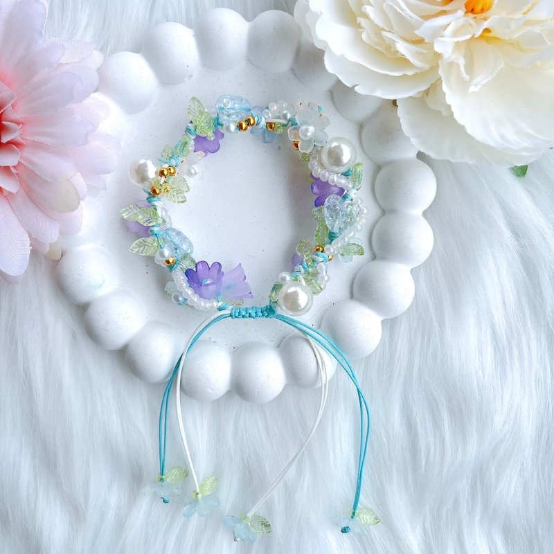 Flower lover Bracelet, Waxed Cord, Adjustable Size | Handmade Bracelet, Pastel Style - 手鍊/手環 - 貴金屬 