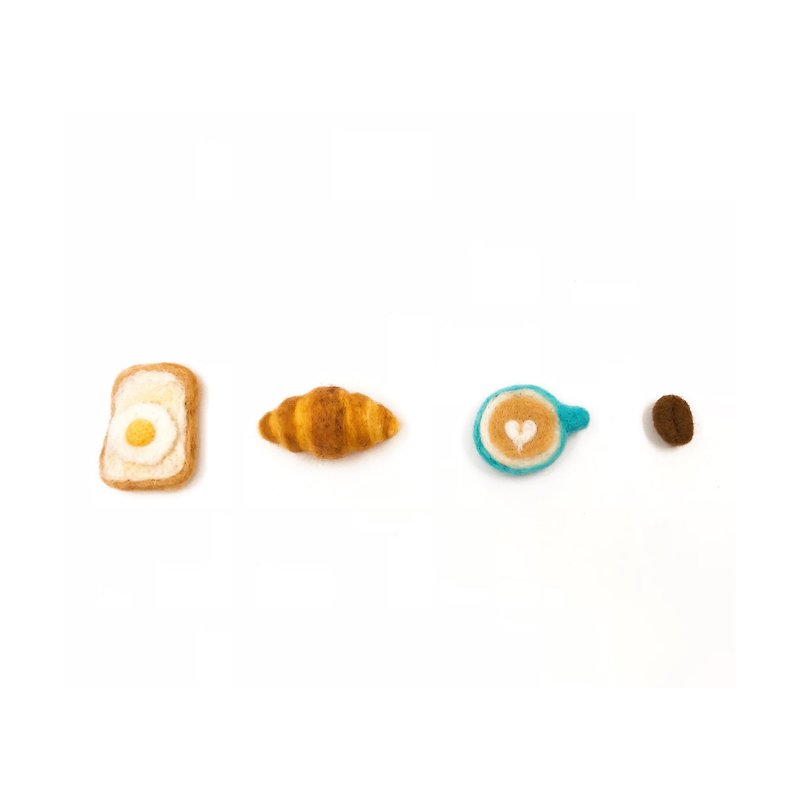 Needle Felted mini breakfast pins - set of 4 - Brooches - Wool Multicolor