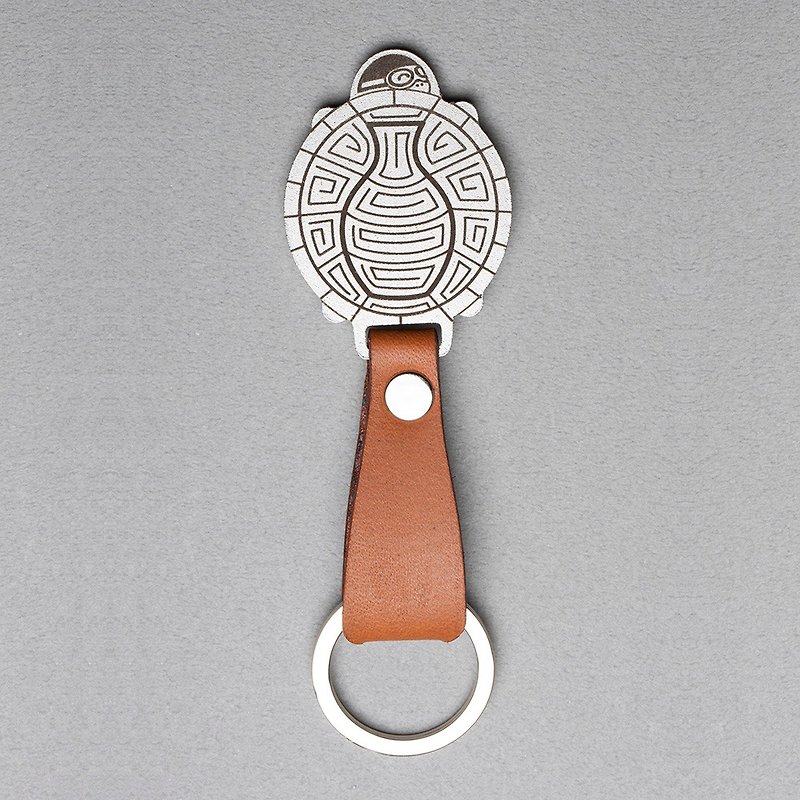 Ping'an Guilai Stainless Steel vegetable tanned leather key ring pendant (original/ Brown/red/dark green) - Keychains - Stainless Steel 