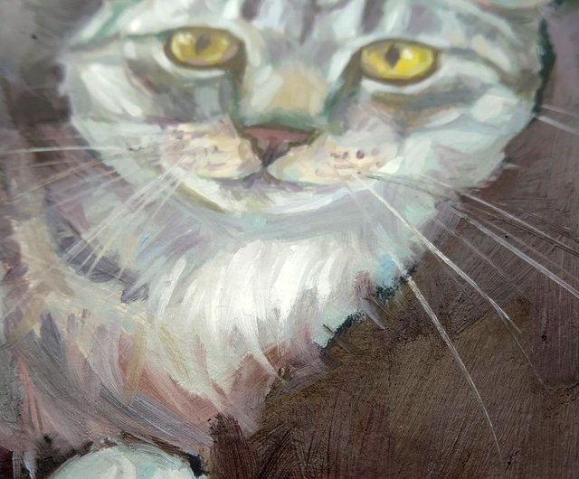 油絵 絵画【猫の寝顔】 - 美術品