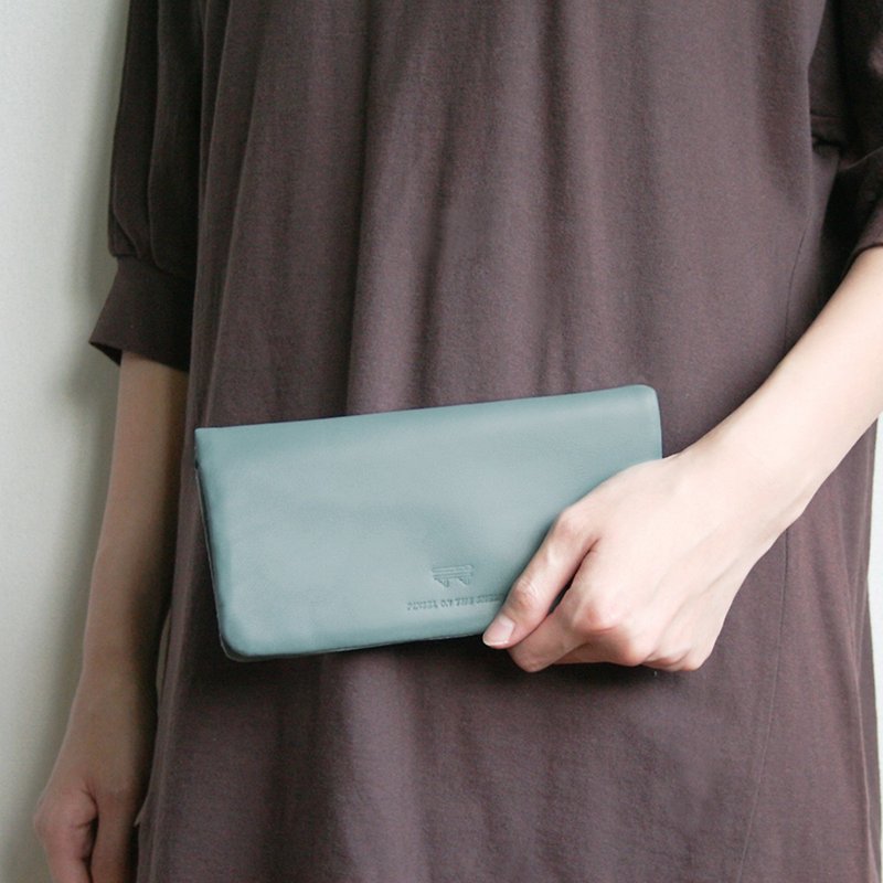 pinsel long wallet : blue grey - กระเป๋าสตางค์ - หนังแท้ 