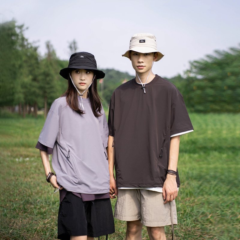 TopBasics Two Zip-Pockets Outdoor T-Shirt - เสื้อยืดผู้ชาย - เส้นใยสังเคราะห์ สีเทา