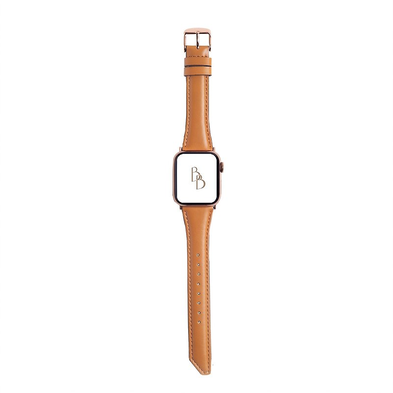 Apple Watch Beveled Wax Light Brown Leather Strap S8/7/6/5/4/3/2/1/SE - Watchbands - Genuine Leather Khaki