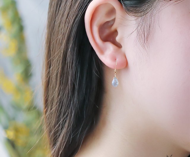 フックピアス K10 アクアマリン 3月誕生石 K10 アクアマリン(ブリオレットカット) フックピアス