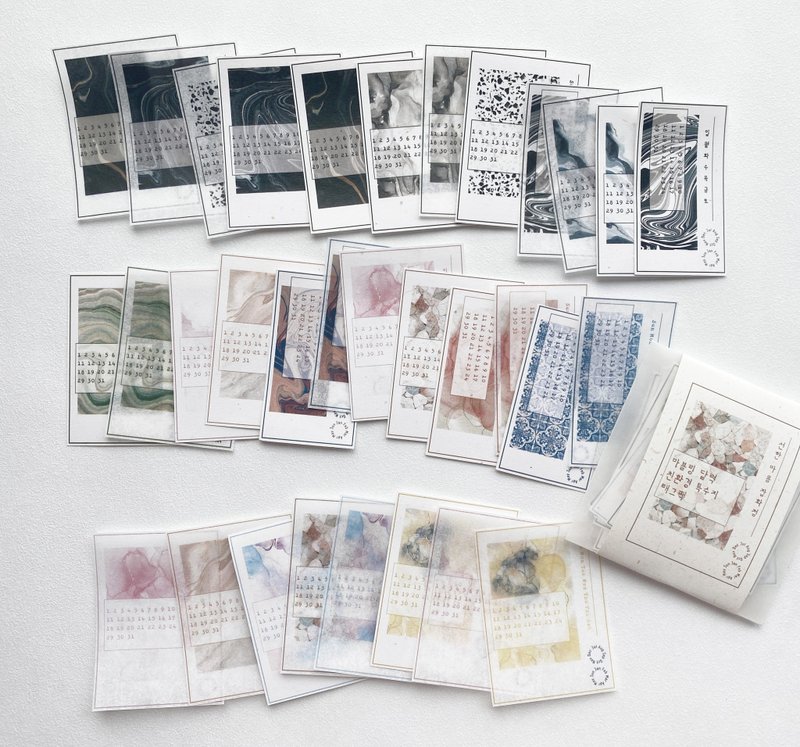 Marble Pattern Calendar Label 32 piece pack - ปฏิทิน - กระดาษ หลากหลายสี