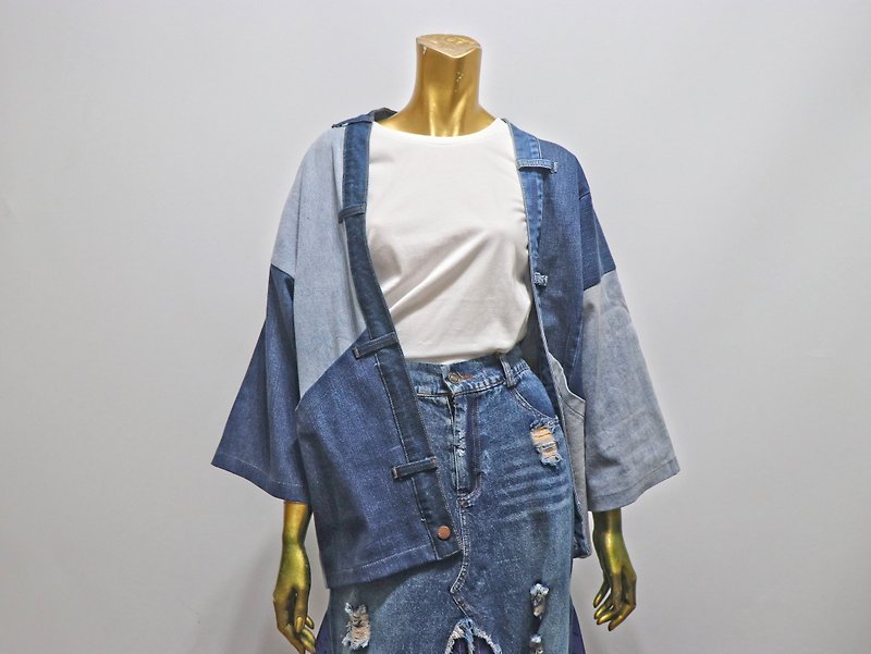 Contrast Denim Denim Japanese Shirt - อื่นๆ - ผ้าฝ้าย/ผ้าลินิน 