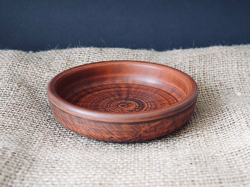 Small Pottery Deep Bowl Brown Round Plate Handmade Ukraine Clay Deep Dish - 碗 - 陶 咖啡色