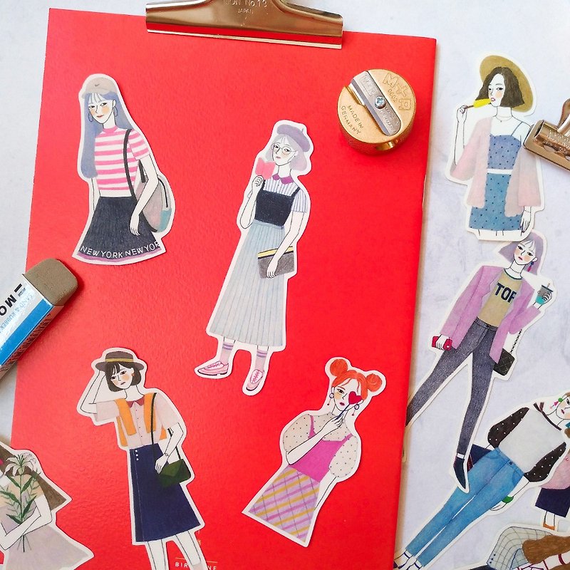Summer Girl Sticker Set (10 pcs/waterproof) - สติกเกอร์ - กระดาษ 