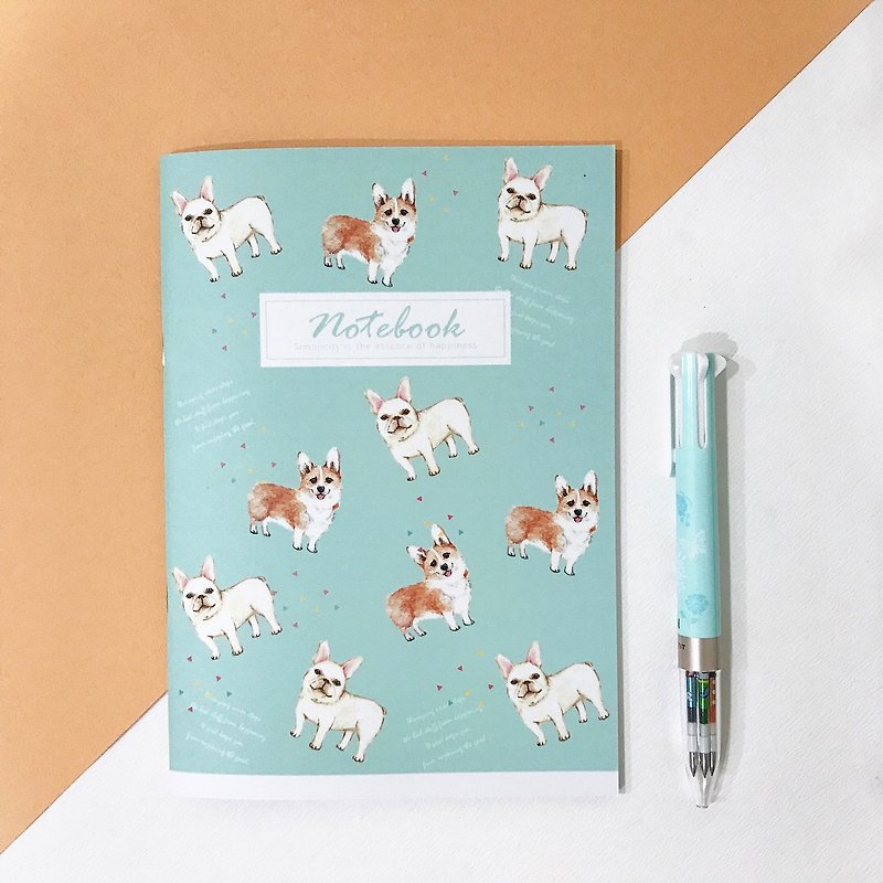 Pet Series Watercolor Style - Dog Square / Square Eye Notebook Hair Kid Notebook Corki - Notebooks & Journals - Paper Blue