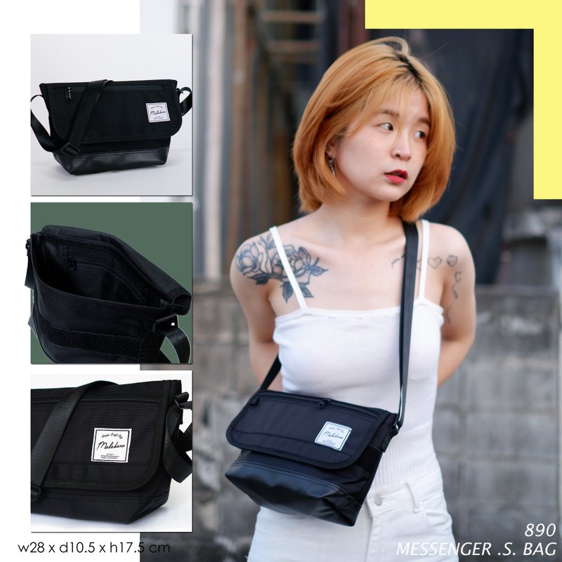 MLBR MESSENGER BAG S, shoulder bag, waterproof fabric messenger bag - 側背包/斜背包 - 尼龍 黑色