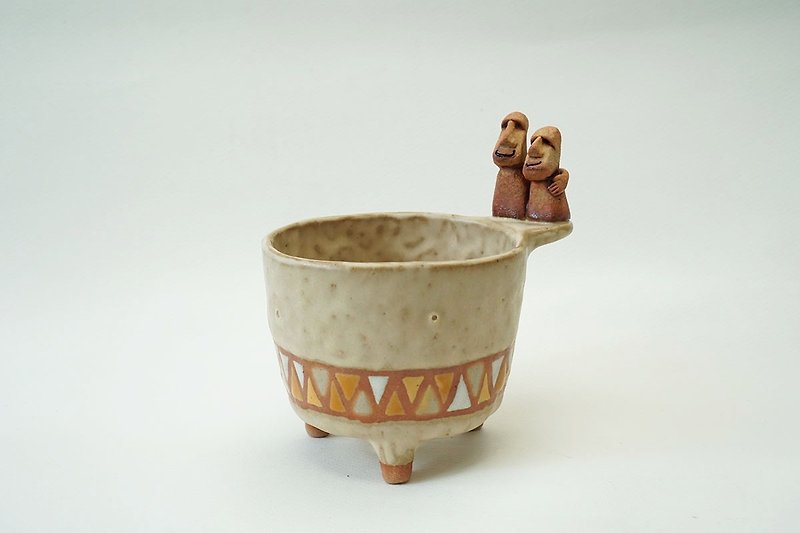 Plant pot with Moeyes ,cactus,ceramics,pottery,handmade - 植栽/盆栽 - 陶 多色