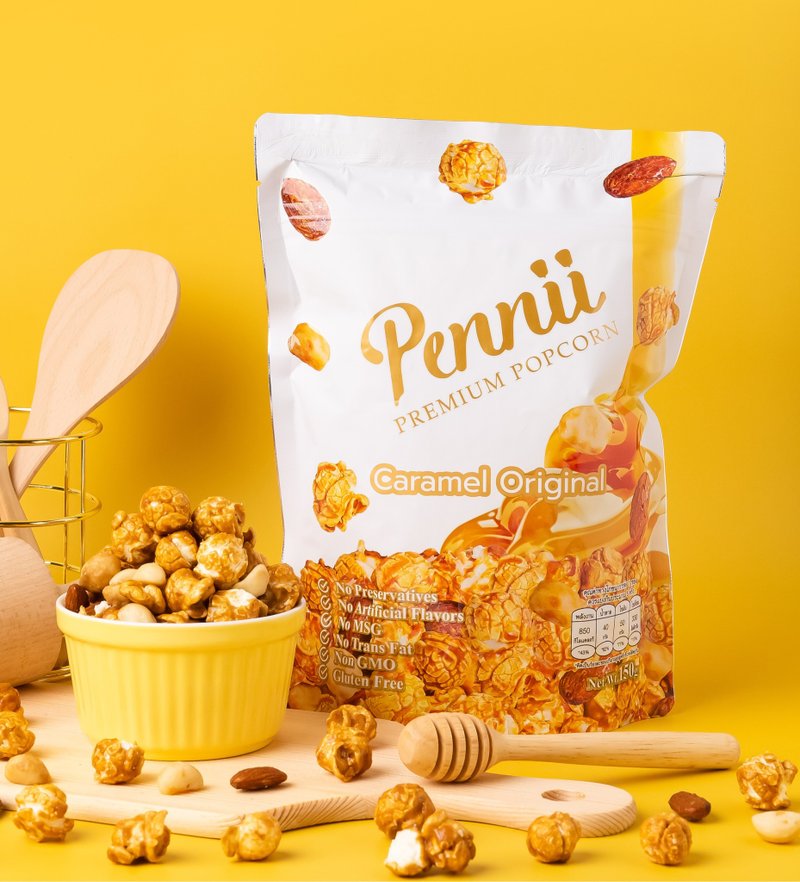Pennii Premium 經典焦糖爆谷 150g (含杏仁、夏威夷果仁粒) - 零食/點心 - 其他材質 橘色