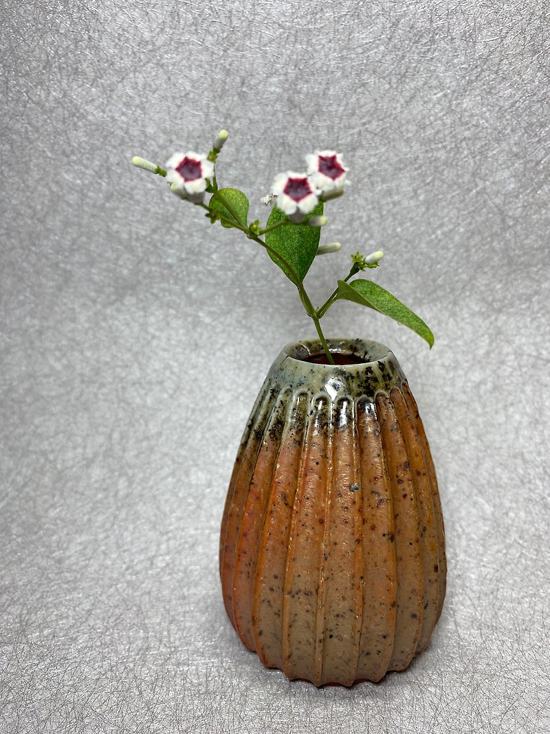 ウッドバーニング×ミネラルサンドライン花瓶 - 花瓶・植木鉢 - 陶器 