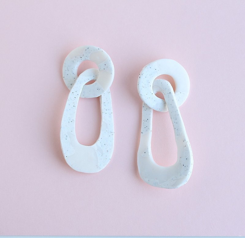 jiho circle geometric soft ceramic earrings jewelry - Earrings & Clip-ons - Other Materials White