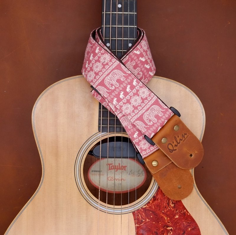 Thai Style Guitar Strap - Guitars & Music Instruments - Genuine Leather Pink