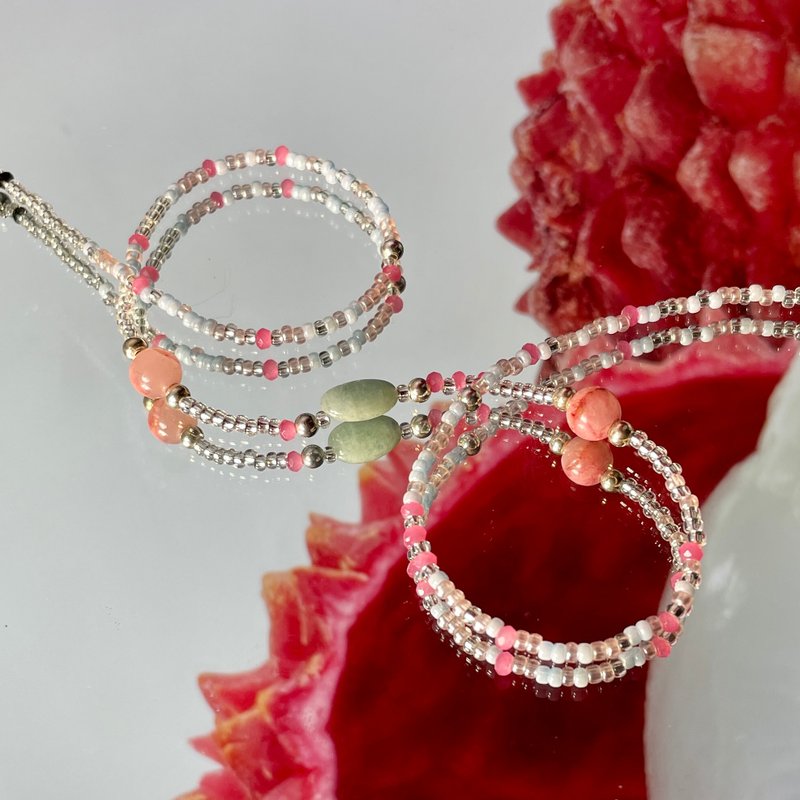 Fruit & Vegetable Collection - 021 Lychee Gemstone Necklace - 項鍊 - 銀 多色