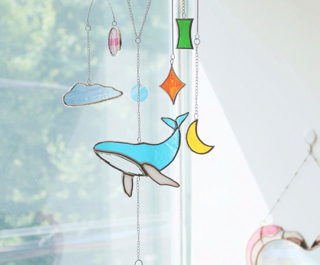 ステンドグラスのクジラモビール - ショップ ddangki その他 - Pinkoi