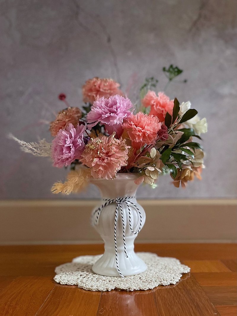 [Mother's Day Flower Gift] Purple Pink Gold Everlasting Carnation Table Flower - Everlasting Flower Gift/Table Flower/Pot Flower - ช่อดอกไม้แห้ง - พืช/ดอกไม้ หลากหลายสี