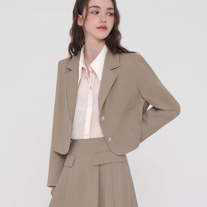 Korea sisterhood, Single Button Jacket - Beige - 女大衣/外套 - 聚酯纖維 藍色