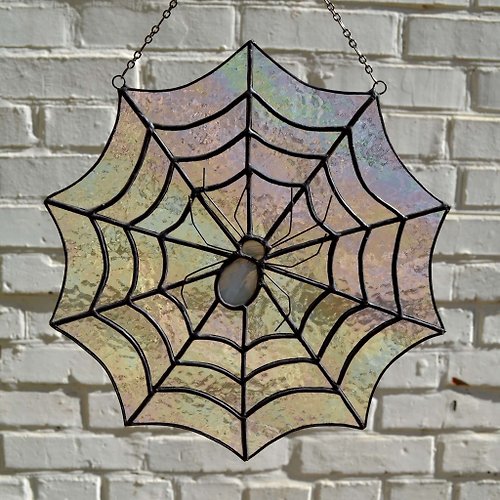 蜘蛛の巣ステンドグラスパネル - 蜘蛛の巣サンキャッチャー ゴシック 