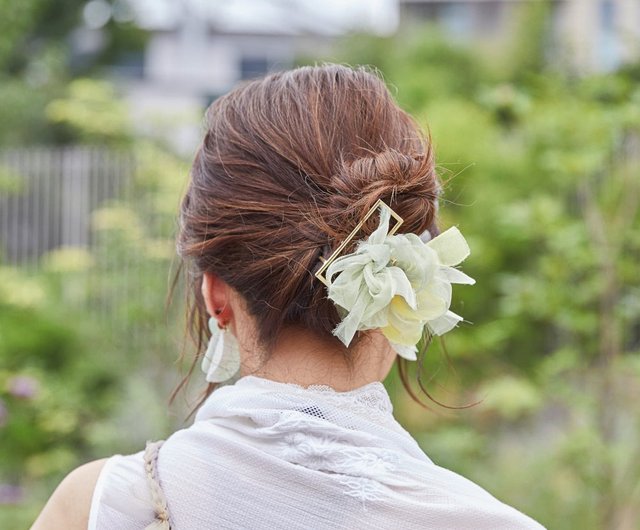 咲き編みバンスクリップ | ミモザ - ショップ chiko－チコ