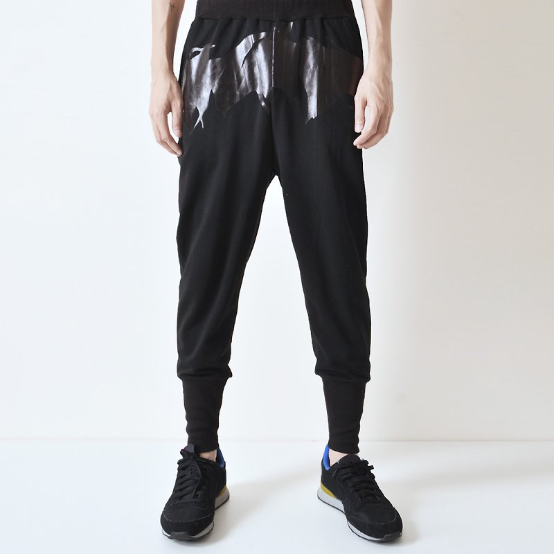 AFTER - Serrated Cotton Trousers - กางเกงขายาว - ผ้าฝ้าย/ผ้าลินิน สีดำ