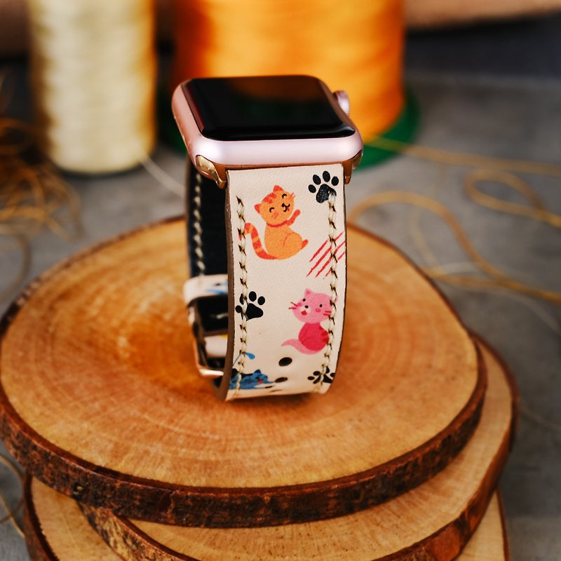 Apple Watch Band 40mm 44mm,41mm 45mm Hand-Stitched Handmade, - Watchbands - Genuine Leather Multicolor