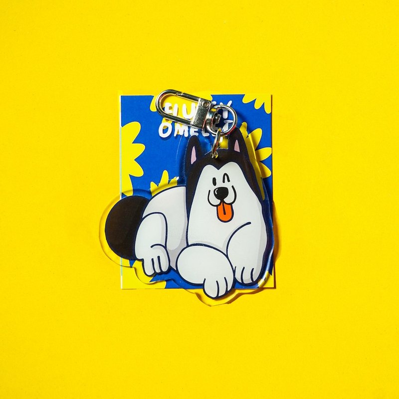 Fluffy Omelet - Keychain / Pin / Phone Grip - WOOOFY HUSKY DOG - 吊飾/掛飾 - 壓克力 橘色