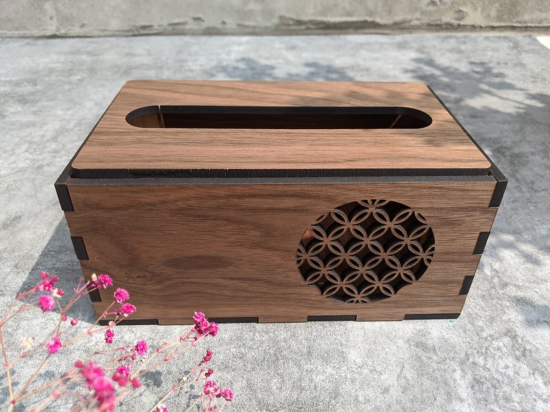 木紋窗花面紙盒-收納-禮物-設計-Design - 收納箱/收納用品 - 木頭 多色