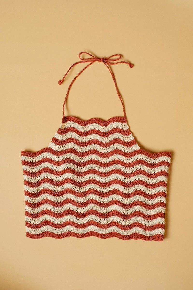 Holiday Picknit │ Retro Crochet Crop Top - เสื้อกั๊กผู้หญิง - ผ้าฝ้าย/ผ้าลินิน 