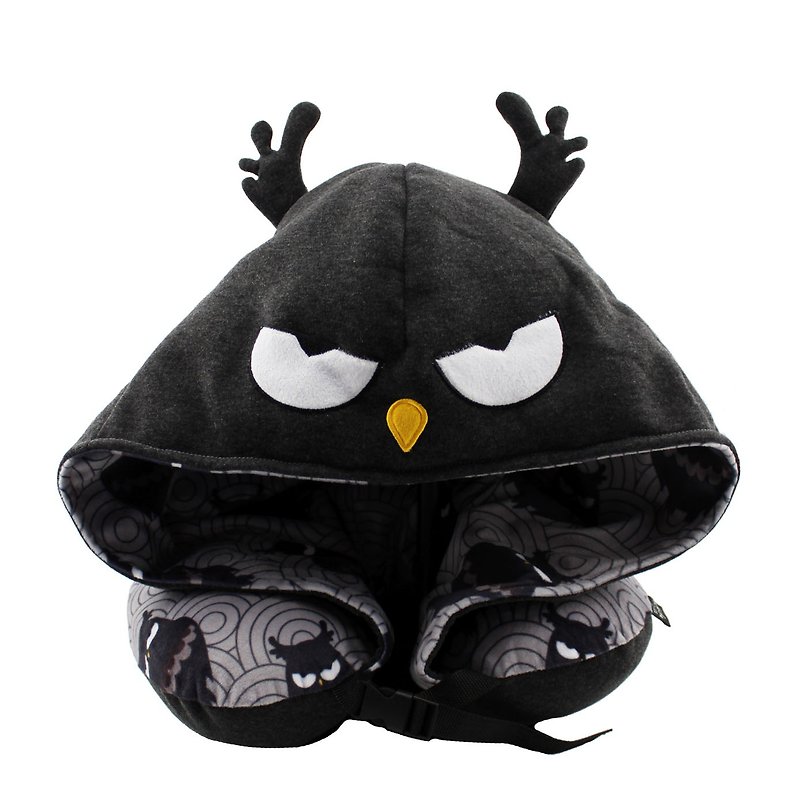 Ani-Hoodie Japan Owl Memory Foam Neck Cushion - Pillows & Cushions - Other Man-Made Fibers Black
