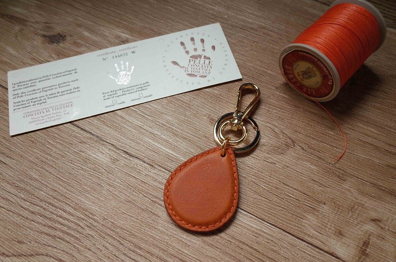 造型悠遊卡 晶片吊飾－水滴造型款－橙咖 - 鑰匙圈/鑰匙包 - 真皮 橘色