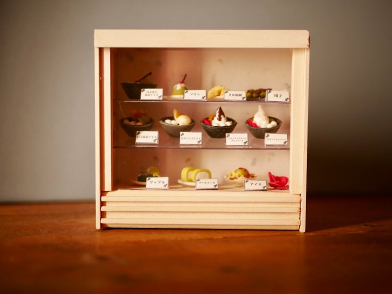 Miniature Japanese sweets showcase Sakura color - Items for Display - Wood 