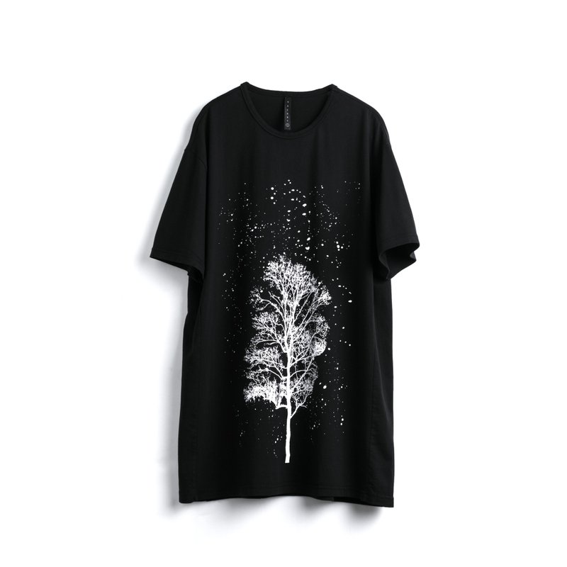 Tree Tee - 男 T 恤 - 棉．麻 黑色