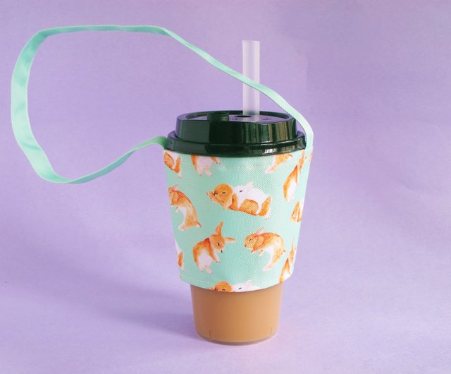 Rabbit Bunny Carrot Coffee Sleeve Coffee Cozy Boba Carrier 