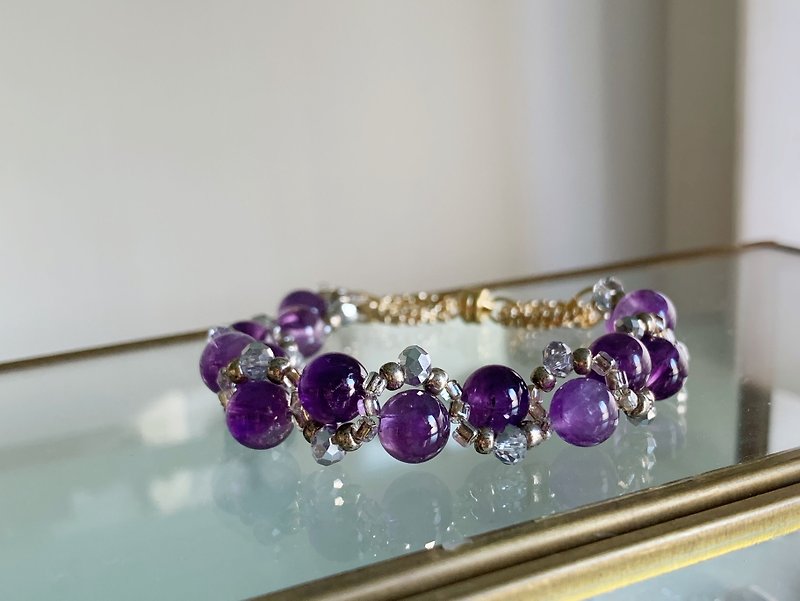 [February birthstone] Amethyst bracelet that calms your heart - Bracelets - Semi-Precious Stones Purple