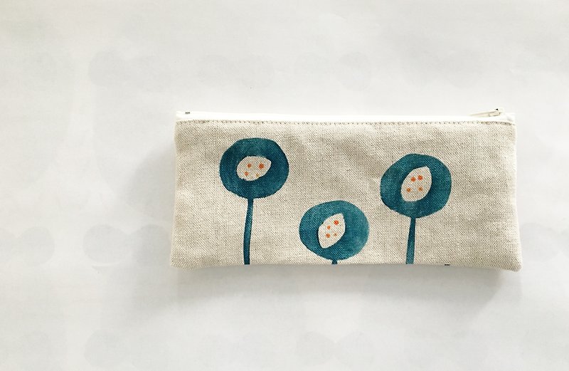 Moshimoshi | Satin Pencil Case - Round Flower - กล่องดินสอ/ถุงดินสอ - ผ้าฝ้าย/ผ้าลินิน 