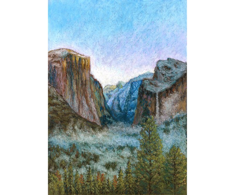 Yosemite Painting National Park Original Art Yosemite Artwork Landscape Wall Art - Posters - Other Materials Multicolor