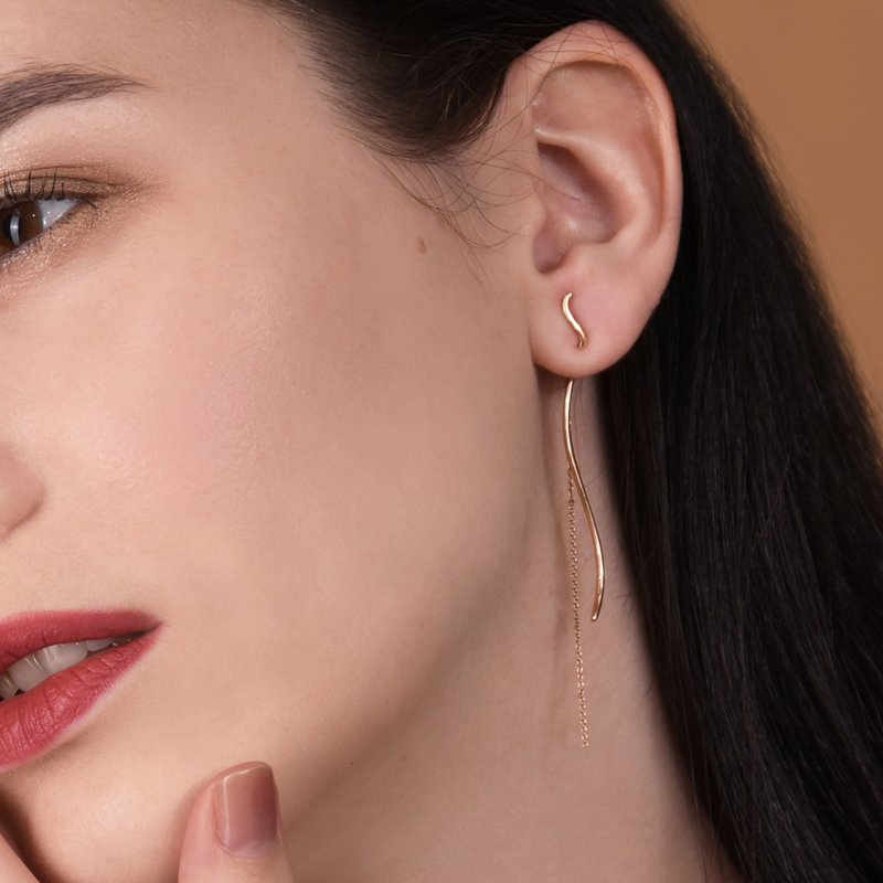 Flow 18K gold earrings (accessories) - ต่างหู - เพชร ขาว