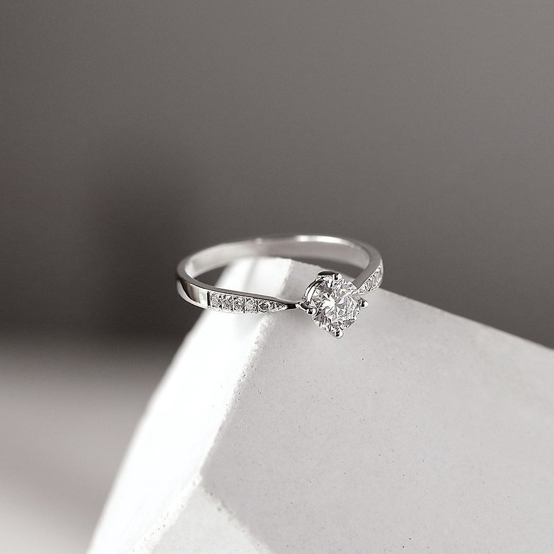 Slim Princess GIA 50-point diamond ring (white K gold platform) / natural diamond - แหวนทั่วไป - เพชร 