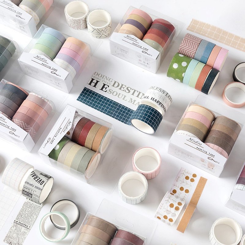 [Sweet Dreams] 10 rolls of notebooks and paper tape set Basic collage DIY material stickers 10 types - Washi Tape - Paper 