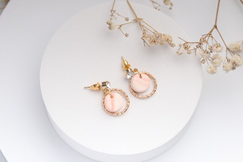 Polymer Clay Earrings  handmade | modern jewelry | simple jewelry - 耳環/耳夾/耳骨夾 - 塑膠 粉紅色