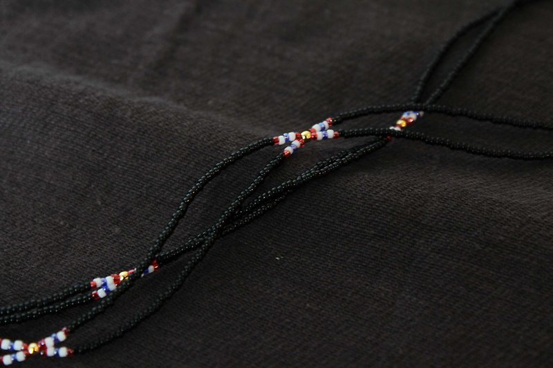 雙鍊編織口罩鍊 / mask chain / 日本珠 - 口罩/口罩收納套 - 玻璃 黑色