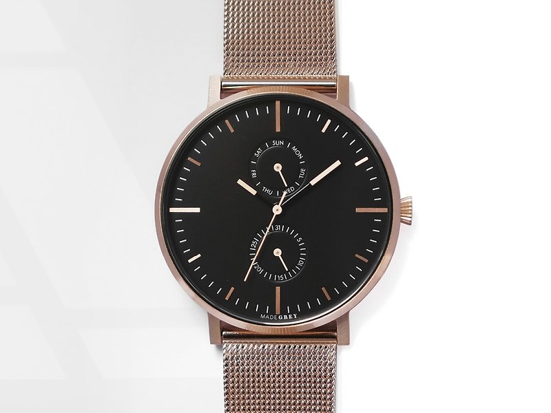 新版本! 玫瑰金 MG002 手錶 | 鋼帶+皮帶套裝 - 男錶/中性錶 - 不鏽鋼 金色